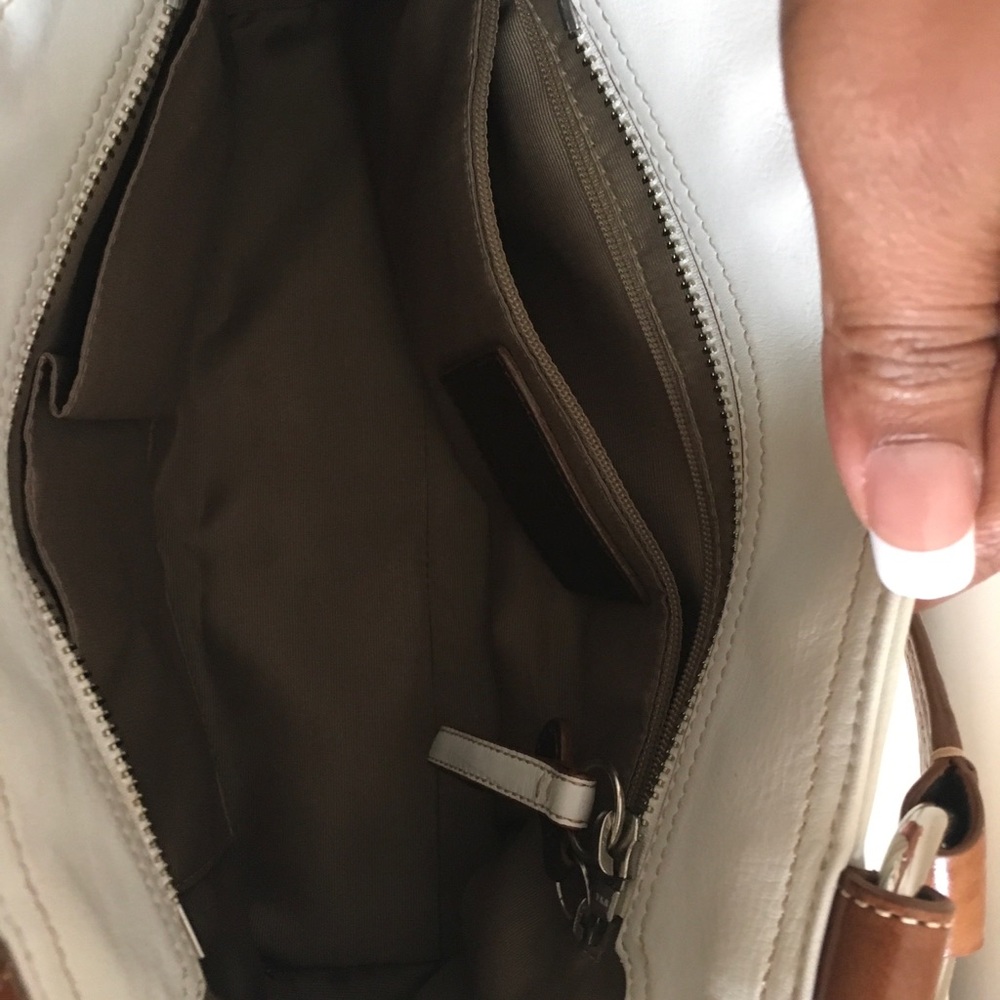 White/Tan Coach purse - Picture 5 of 6